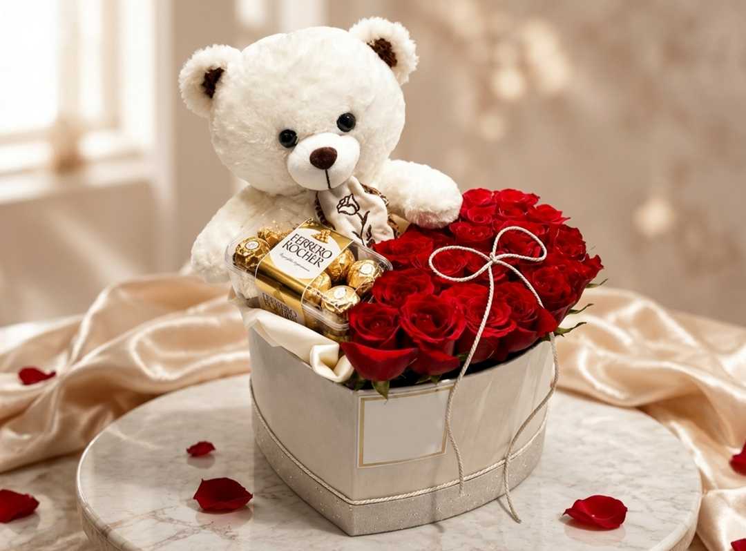 Box Shaped Like Heart & Bear Box